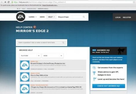 Mirror's Edge 2 EA Help Centre